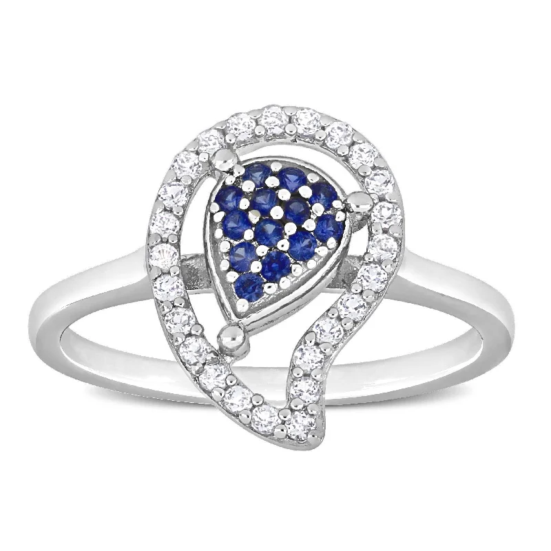 Moonstone Gemstone Rings in Silver - Plated Copper with a Celtic - Inspired Pattern for a Mystical VibeMiadora White Topaz and Created Blue Sapphire Halo Teardrop Ring in Sterling Silver Moonstone Gemstone Rings in Silver - Plated Copper with a Celtic - Inspired Pattern for a Mystical VibeMiadora White Topaz and Created Blue Sapphire Halo Teardrop Ring in Sterling Silver