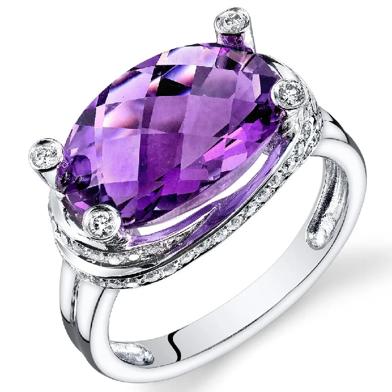 Amethyst Gemstone Rings in Sterling Silver with a Halo of Cubic Zirconia for a Budget - Friendly LuxuryOravo 5.5 ct Amethyst Oval Diamond Ring in 14k White Gold Amethyst Gemstone Rings in Sterling Silver with a Halo of Cubic Zirconia for a Budget - Friendly LuxuryOravo 5.5 ct Amethyst Oval Diamond Ring in 14k White Gold
