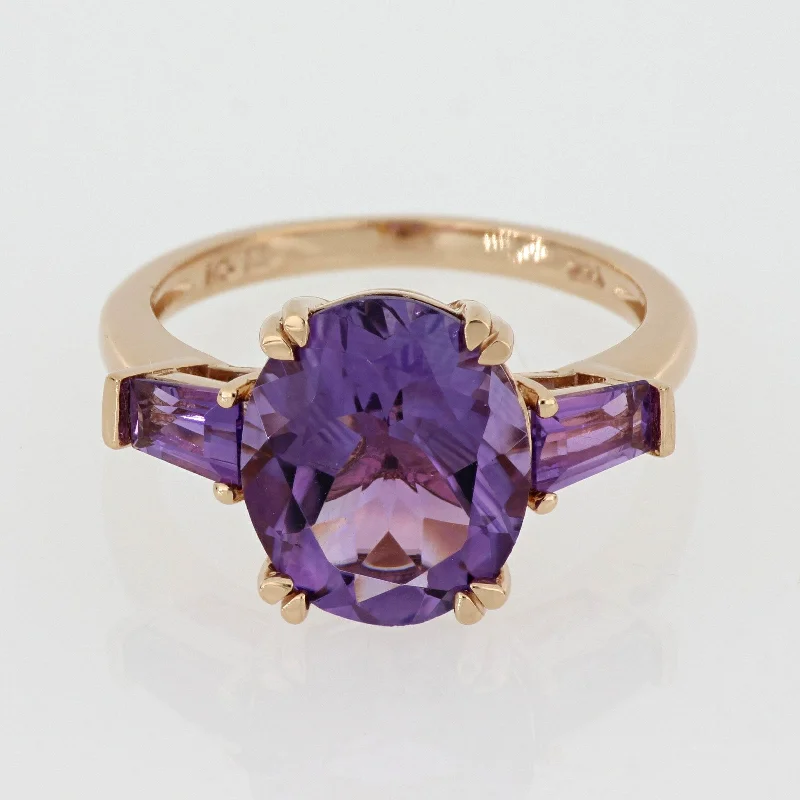 Agate Gemstone Rings in Sterling Silver with a Mosaic - Inspired Inlay for a Bohemian StyleOval and Taper-Cut Amethyst 3-Stone Ring in 14k Rose Gold by Miadora Agate Gemstone Rings in Sterling Silver with a Mosaic - Inspired Inlay for a Bohemian StyleOval and Taper-Cut Amethyst 3-Stone Ring in 14k Rose Gold by Miadora