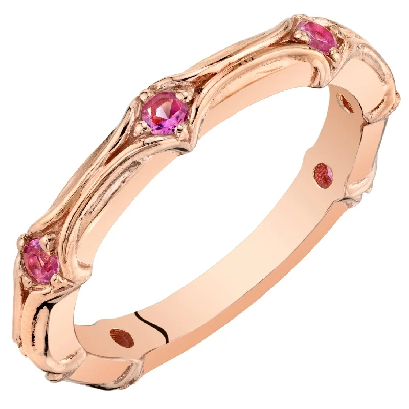 Aquamarine Gemstone Rings in 9K Gold with a Bezel Setting for a Modern and Secure FitRose Tone Created Pink Sapphire Contoured Stackable Ring Aquamarine Gemstone Rings in 9K Gold with a Bezel Setting for a Modern and Secure FitRose Tone Created Pink Sapphire Contoured Stackable Ring