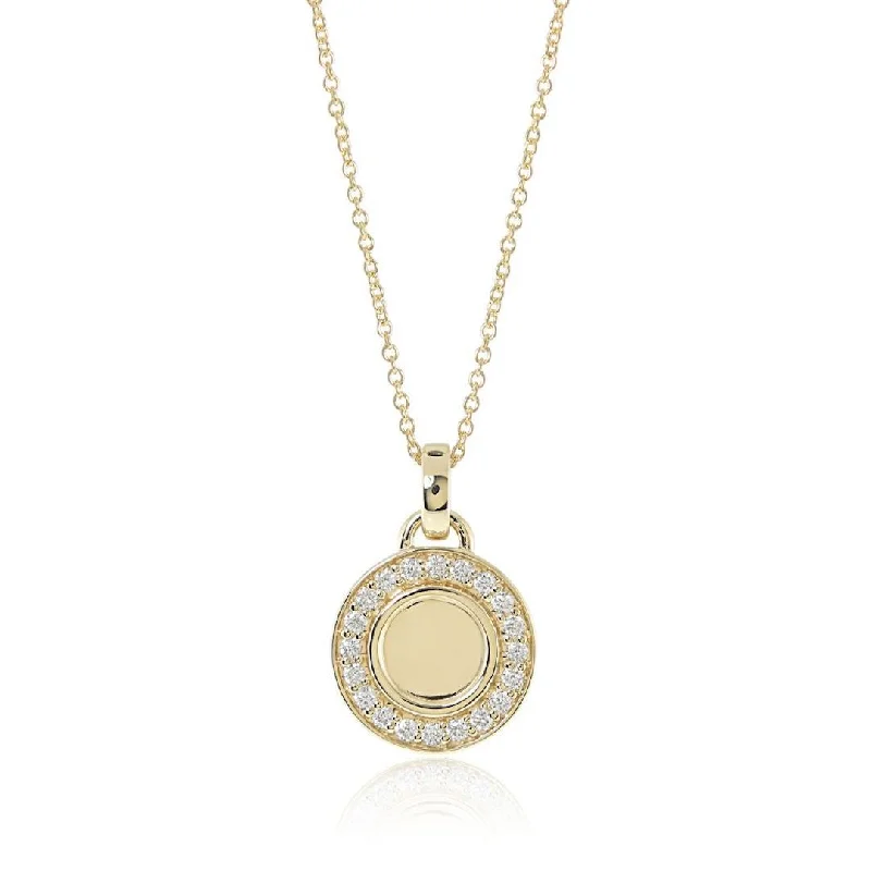 Dainty Gold - Plated Angel Wing Pendant Necklace for Sensitive Skin OwnersDiamond-Border Disc Pendant Necklace