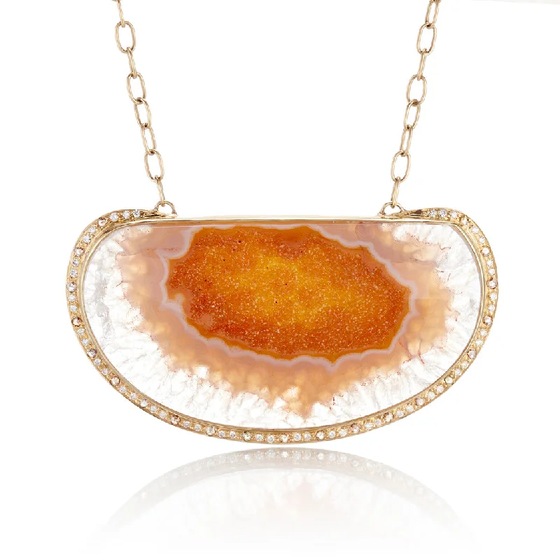 Zodiac Sign Pendant Necklace in Rose Gold for Astrology EnthusiastsDruzy Quartz with Cognac & White Diamond Pendant Necklace Zodiac Sign Pendant Necklace in Rose Gold for Astrology EnthusiastsDruzy Quartz with Cognac & White Diamond Pendant Necklace