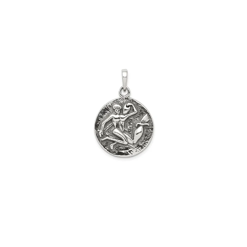 Braided Hemp Rope Necklace with a Seashell Pendant for Summer BeachgoersAntique-Finish Aquarius Zodiac Pendant (Silver) Braided Hemp Rope Necklace with a Seashell Pendant for Summer BeachgoersAntique-Finish Aquarius Zodiac Pendant (Silver)