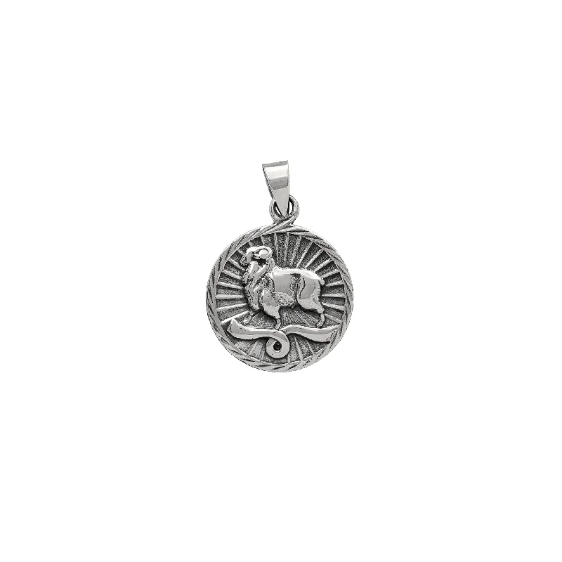 Zodiac Sign Pendant Necklace in Rose Gold for Astrology EnthusiastsAntique Finish Aries Zodiac Sign Round Pendant (Silver) Zodiac Sign Pendant Necklace in Rose Gold for Astrology EnthusiastsAntique Finish Aries Zodiac Sign Round Pendant (Silver)