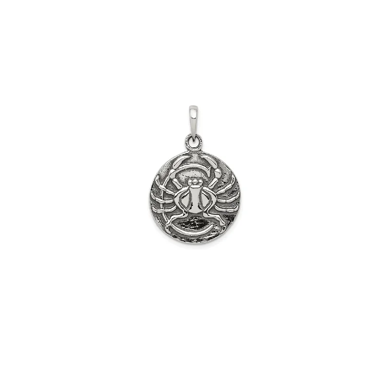 Custom - Engraved Initial Pendant Necklace in Sterling Silver for Mother's Day GiftAntique-Finish Cancer Zodiac Pendant (Silver)