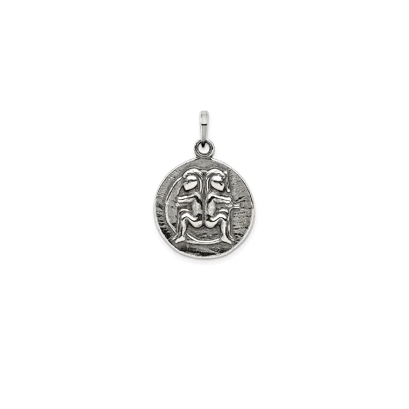 Custom - Engraved Initial Pendant Necklace in Sterling Silver for Mother's Day GiftAntique-Finish Gemini Zodiac Pendant (Silver) Custom - Engraved Initial Pendant Necklace in Sterling Silver for Mother's Day GiftAntique-Finish Gemini Zodiac Pendant (Silver)