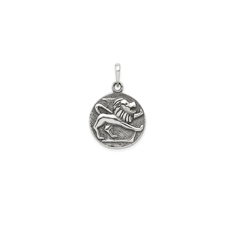 Double - Sided Pendant Necklace with a Photo Insert for Memory - KeepersAntique-Finish Leo Zodiac Pendant (Silver) Double - Sided Pendant Necklace with a Photo Insert for Memory - KeepersAntique-Finish Leo Zodiac Pendant (Silver)