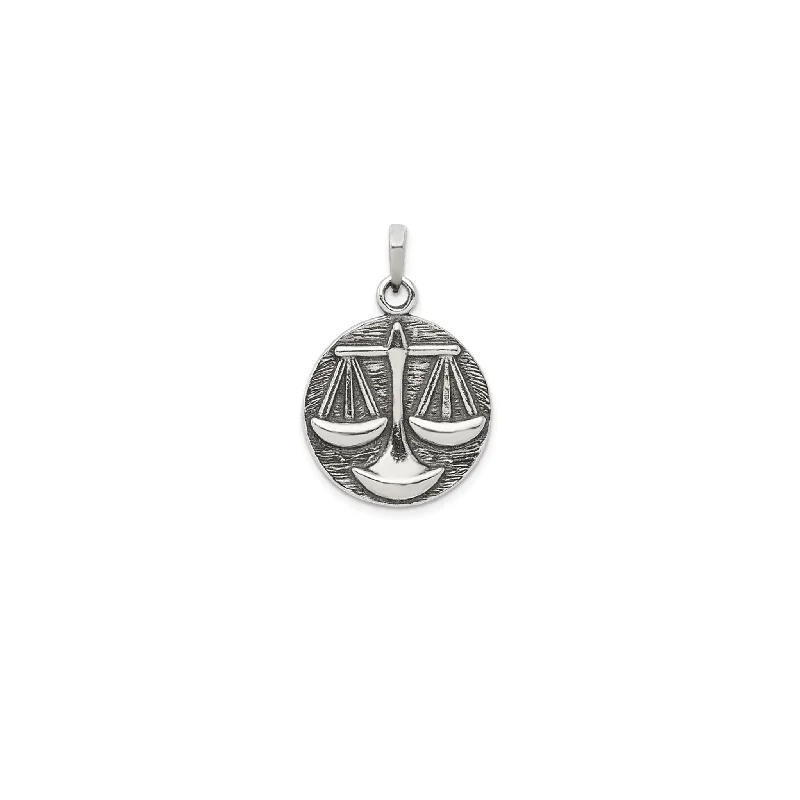 Zodiac Sign Pendant Necklace in Rose Gold for Astrology EnthusiastsAntique-Finish Libra Zodiac Pendant (Silver) Zodiac Sign Pendant Necklace in Rose Gold for Astrology EnthusiastsAntique-Finish Libra Zodiac Pendant (Silver)