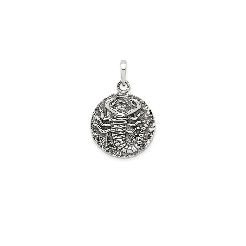 Pave - Set Cubic Zirconia Crown Pendant Necklace for Little Princess - Themed Birthday PartiesAntique-Finish Scorpio Zodiac Pendant (Silver) Pave - Set Cubic Zirconia Crown Pendant Necklace for Little Princess - Themed Birthday PartiesAntique-Finish Scorpio Zodiac Pendant (Silver)