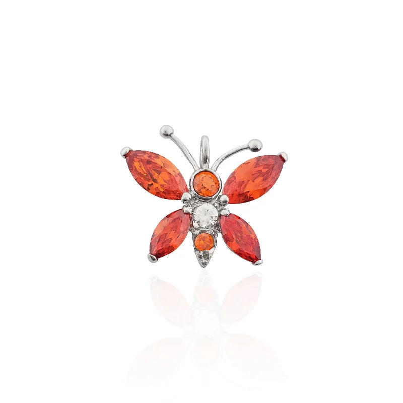 Statement - Making Large - Gemstone - Studded Geometric Pendant Necklace for Evening PartiesStoneset Butterfly Pendant (Silver) Statement - Making Large - Gemstone - Studded Geometric Pendant Necklace for Evening PartiesStoneset Butterfly Pendant (Silver)