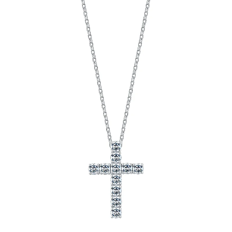 Tassel - Trimmed Amethyst Pendant Necklace for Festival - GoersCross pendant with 1.21 carats* of diamond simulants in 10 carat white gold Tassel - Trimmed Amethyst Pendant Necklace for Festival - GoersCross pendant with 1.21 carats* of diamond simulants in 10 carat white gold