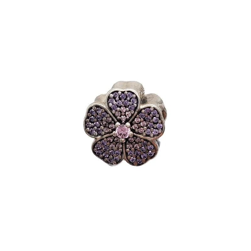 Statement - Making Large - Gemstone - Studded Geometric Pendant Necklace for Evening PartiesZirconia Purple Flower Bracelet Slider Charm (Silver) Statement - Making Large - Gemstone - Studded Geometric Pendant Necklace for Evening PartiesZirconia Purple Flower Bracelet Slider Charm (Silver)