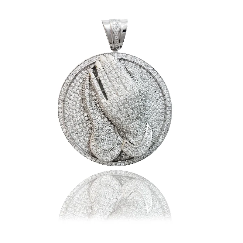 Dainty Gold - Plated Angel Wing Pendant Necklace for Sensitive Skin OwnersCZ Praying Hands Medallion (Silver) Dainty Gold - Plated Angel Wing Pendant Necklace for Sensitive Skin OwnersCZ Praying Hands Medallion (Silver)