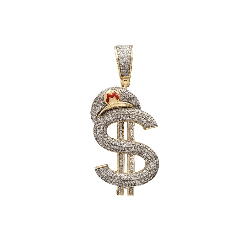 Tassel - Trimmed Amethyst Pendant Necklace for Festival - GoersDiamond Mario's Hat Dollar Sign Pendant (10K) Tassel - Trimmed Amethyst Pendant Necklace for Festival - GoersDiamond Mario's Hat Dollar Sign Pendant (10K)