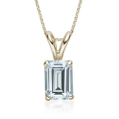 Custom - Engraved Initial Pendant Necklace in Sterling Silver for Mother's Day GiftEmerald Cut solitaire pendant with 1 carat* diamond simulant in 10 carat yellow gold Custom - Engraved Initial Pendant Necklace in Sterling Silver for Mother's Day GiftEmerald Cut solitaire pendant with 1 carat* diamond simulant in 10 carat yellow gold