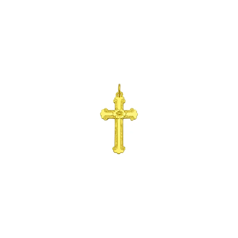 Braided Hemp Rope Necklace with a Seashell Pendant for Summer BeachgoersFlowered Budded Cross Pendant (24K) Braided Hemp Rope Necklace with a Seashell Pendant for Summer BeachgoersFlowered Budded Cross Pendant (24K)
