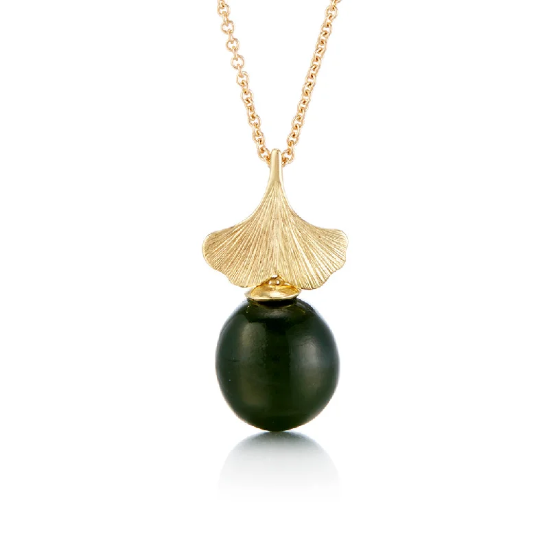 Statement - Making Large - Gemstone - Studded Geometric Pendant Necklace for Evening PartiesGinkgo Green Nephrite Jade Pendant Necklace Statement - Making Large - Gemstone - Studded Geometric Pendant Necklace for Evening PartiesGinkgo Green Nephrite Jade Pendant Necklace
