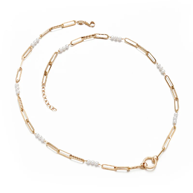 Zodiac Sign Pendant Necklace in Rose Gold for Astrology EnthusiastsPaper Clip Pearl Chain Necklace Zodiac Sign Pendant Necklace in Rose Gold for Astrology EnthusiastsPaper Clip Pearl Chain Necklace