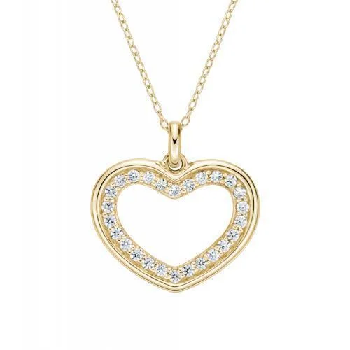 Dainty Gold - Plated Angel Wing Pendant Necklace for Sensitive Skin OwnersHeart pendant with 0.45 carats* of diamond simulants in 10 carat yellow gold Dainty Gold - Plated Angel Wing Pendant Necklace for Sensitive Skin OwnersHeart pendant with 0.45 carats* of diamond simulants in 10 carat yellow gold