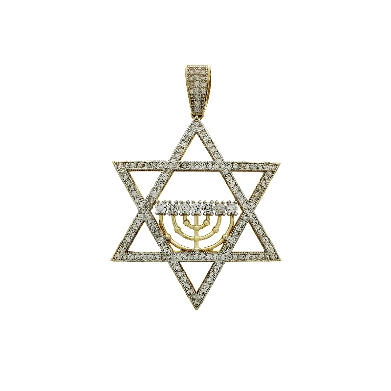 Mother - of - Pearl Inlaid Seahorse Pendant for Beach LoversIced-Out Star of David Menorah Pendant (14K) Mother - of - Pearl Inlaid Seahorse Pendant for Beach LoversIced-Out Star of David Menorah Pendant (14K)