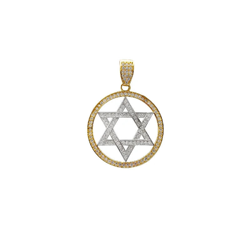 Handmade Leather - Wrapped Crystal Pendant for a Bohemian AestheticStoneset Star of David Medallion Pendant (14K) Handmade Leather - Wrapped Crystal Pendant for a Bohemian AestheticStoneset Star of David Medallion Pendant (14K)