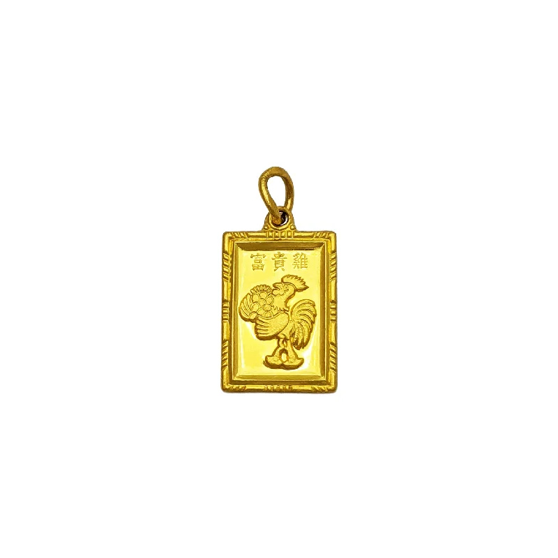 Custom - Engraved Initial Pendant Necklace in Sterling Silver for Mother's Day GiftLucky Rooster Pendant (24K) Custom - Engraved Initial Pendant Necklace in Sterling Silver for Mother's Day GiftLucky Rooster Pendant (24K)