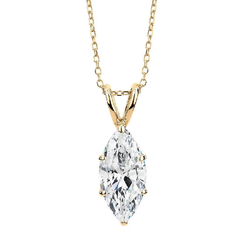 Pave - Set Cubic Zirconia Crown Pendant Necklace for Little Princess - Themed Birthday PartiesMarquise solitaire pendant with 2 carat* diamond simulant in 10 carat yellow gold Pave - Set Cubic Zirconia Crown Pendant Necklace for Little Princess - Themed Birthday PartiesMarquise solitaire pendant with 2 carat* diamond simulant in 10 carat yellow gold