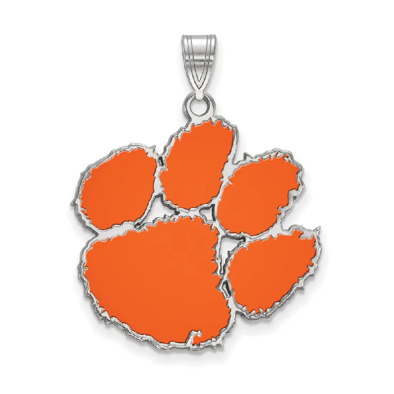 Magnetic - Closure Pendant Necklace with a Hidden Compartment for Secret KeepersSterling Silver Clemson U XL Enamel Pendant Magnetic - Closure Pendant Necklace with a Hidden Compartment for Secret KeepersSterling Silver Clemson U XL Enamel Pendant