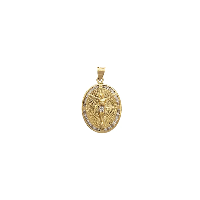Double - Sided Pendant Necklace with a Photo Insert for Memory - KeepersOval CZ Crucified Pendant (10K) Double - Sided Pendant Necklace with a Photo Insert for Memory - KeepersOval CZ Crucified Pendant (10K)