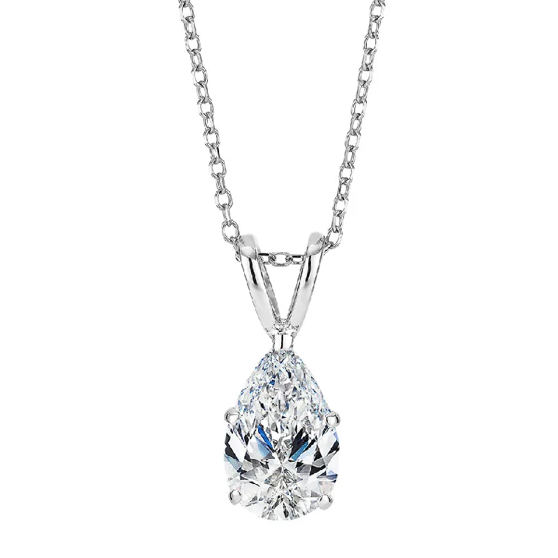 Custom - Engraved Initial Pendant Necklace in Sterling Silver for Mother's Day GiftPear solitaire pendant with 1 carat* diamond simulant in 10 carat white gold Custom - Engraved Initial Pendant Necklace in Sterling Silver for Mother's Day GiftPear solitaire pendant with 1 carat* diamond simulant in 10 carat white gold