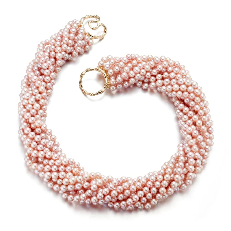Braided Hemp Rope Necklace with a Seashell Pendant for Summer Beachgoers10-Strand Pastel Pink Pearl Twist Necklace Braided Hemp Rope Necklace with a Seashell Pendant for Summer Beachgoers10-Strand Pastel Pink Pearl Twist Necklace