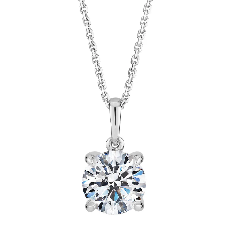 LED - Illuminated Moon Pendant Necklace for Nighttime EventsPremium Certified Laboratory Created Diamond, 1.50 carat round brilliant solitaire pendant in 14 carat white gold LED - Illuminated Moon Pendant Necklace for Nighttime EventsPremium Certified Laboratory Created Diamond, 1.50 carat round brilliant solitaire pendant in 14 carat white gold