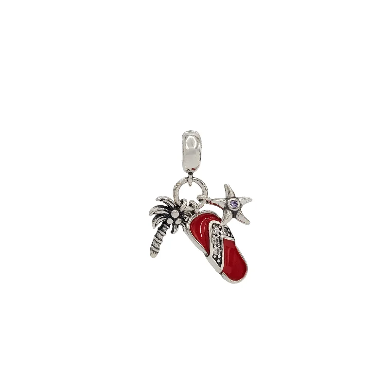 Pave - Set Cubic Zirconia Crown Pendant Necklace for Little Princess - Themed Birthday PartiesRed Enamel Beach Charm for Bracelet (Silver) Pave - Set Cubic Zirconia Crown Pendant Necklace for Little Princess - Themed Birthday PartiesRed Enamel Beach Charm for Bracelet (Silver)