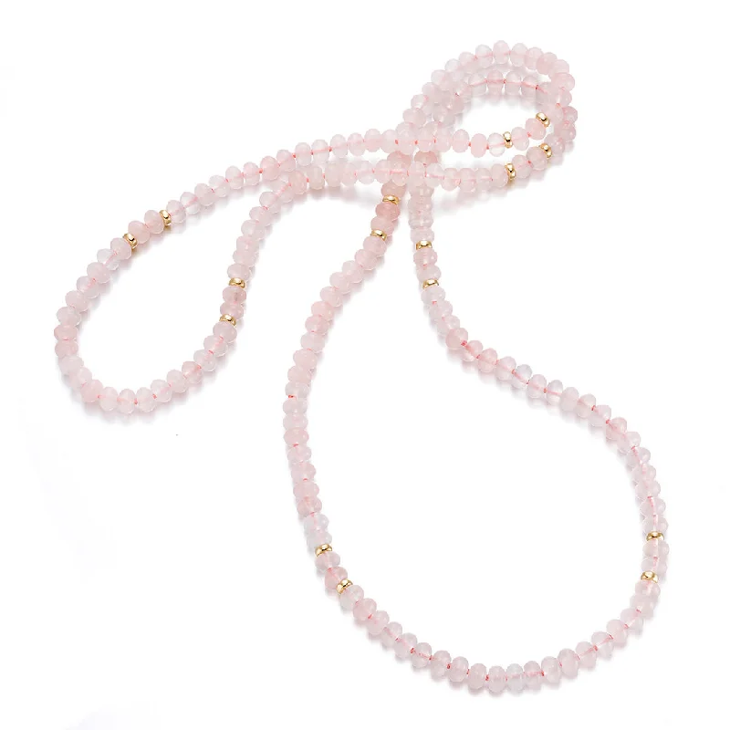 Dainty Gold - Plated Angel Wing Pendant Necklace for Sensitive Skin OwnersRose Quartz Rope Necklace Dainty Gold - Plated Angel Wing Pendant Necklace for Sensitive Skin OwnersRose Quartz Rope Necklace