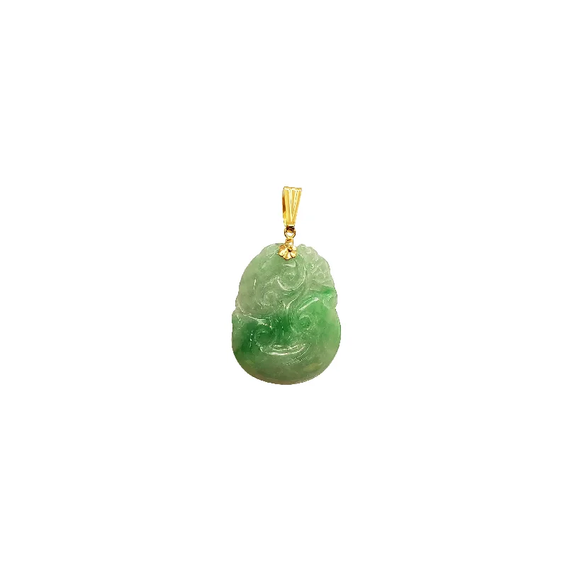 Hand - Carved Jade Buddha Pendant for Spiritual and Cultural Significance【如意】 Ruyi Jade Pendant (14K) Hand - Carved Jade Buddha Pendant for Spiritual and Cultural Significance【如意】 Ruyi Jade Pendant (14K)