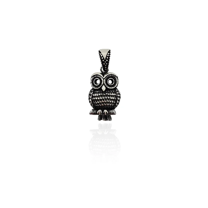 Custom - Engraved Initial Pendant Necklace in Sterling Silver for Mother's Day GiftShadowed Owl (Silver) Custom - Engraved Initial Pendant Necklace in Sterling Silver for Mother's Day GiftShadowed Owl (Silver)