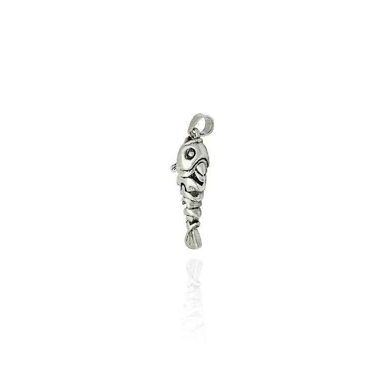 Magnetic - Closure Pendant Necklace with a Hidden Compartment for Secret KeepersFish Bones Pendant (Silver) Magnetic - Closure Pendant Necklace with a Hidden Compartment for Secret KeepersFish Bones Pendant (Silver)