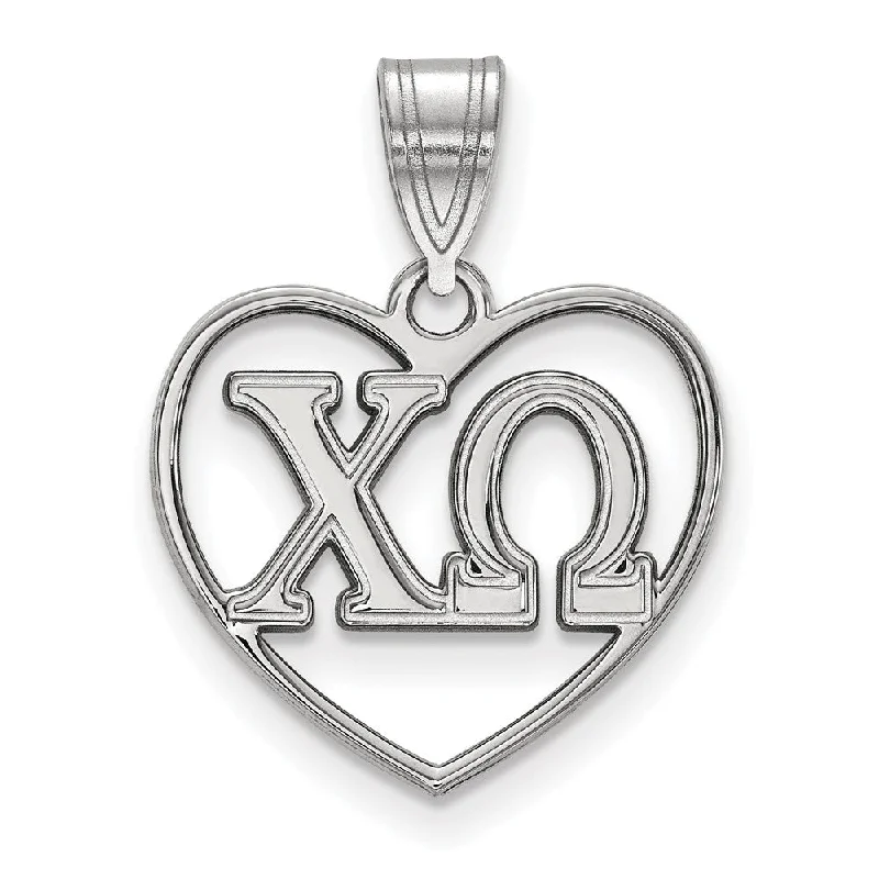 Heart - Shaped Garnet Pendant Necklace with a Pearl - Accented Chain for a Romantic Valentine's DaySterling Silver Chi Omega Heart Greek Letters Pendant Heart - Shaped Garnet Pendant Necklace with a Pearl - Accented Chain for a Romantic Valentine's DaySterling Silver Chi Omega Heart Greek Letters Pendant