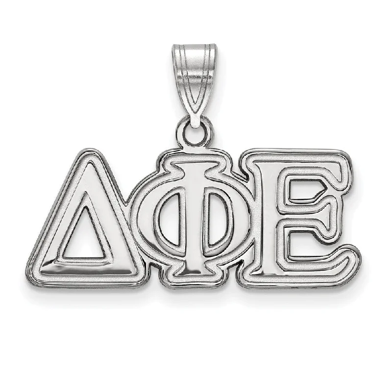 Tassel - Trimmed Amethyst Pendant Necklace for Festival - GoersSterling Silver Delta Phi Epsilon Medium Greek Letters Pendant Tassel - Trimmed Amethyst Pendant Necklace for Festival - GoersSterling Silver Delta Phi Epsilon Medium Greek Letters Pendant