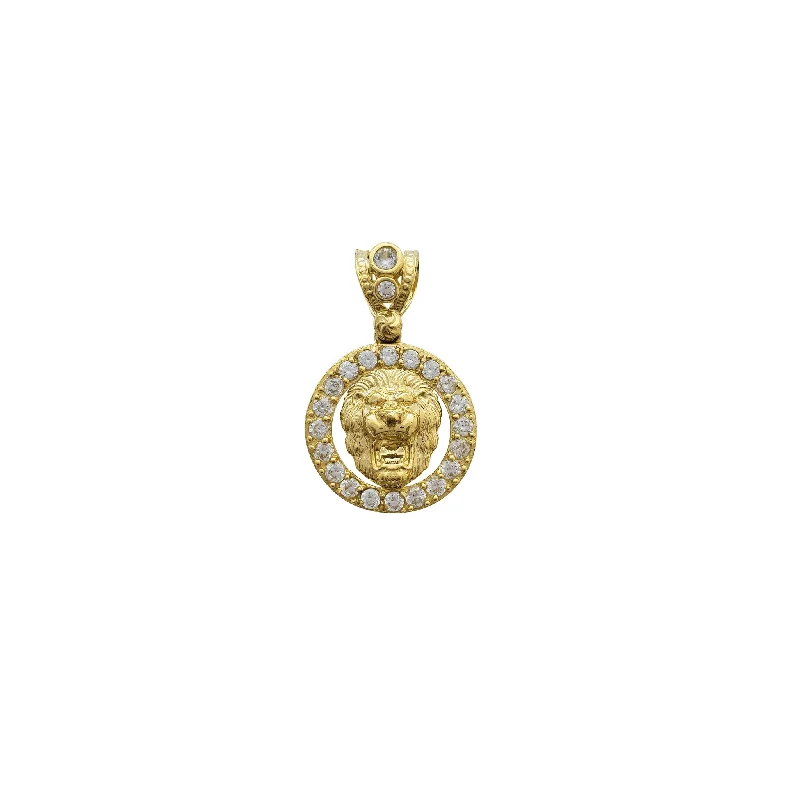 Magnetic - Closure Pendant Necklace with a Hidden Compartment for Secret KeepersStone-Set Round Framed Lion Head Leaf Pendant (10K) Magnetic - Closure Pendant Necklace with a Hidden Compartment for Secret KeepersStone-Set Round Framed Lion Head Leaf Pendant (10K)