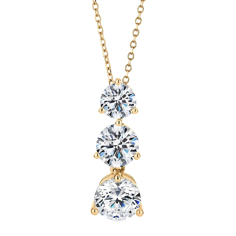 Dainty Gold - Plated Angel Wing Pendant Necklace for Sensitive Skin OwnersThree stone drop pendant with 2.33 carats* of diamond simulants in 10 carat yellow gold Dainty Gold - Plated Angel Wing Pendant Necklace for Sensitive Skin OwnersThree stone drop pendant with 2.33 carats* of diamond simulants in 10 carat yellow gold